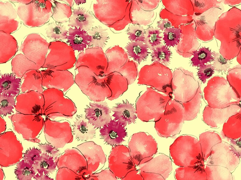 red poppy floral pattern