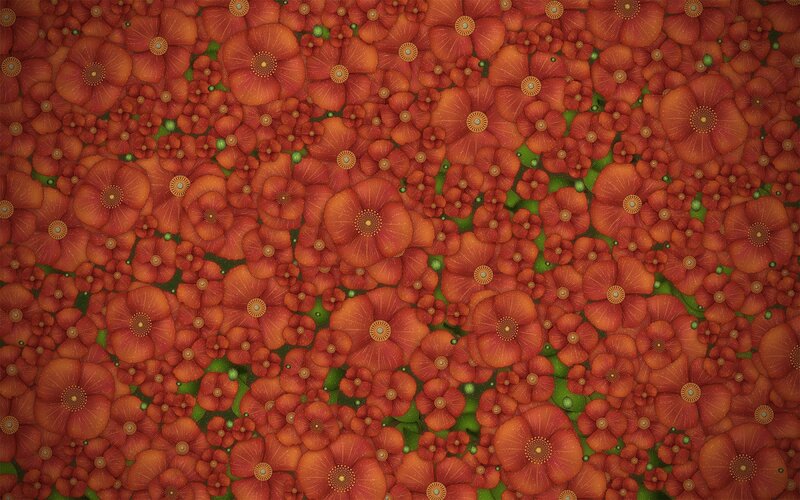 Red Poppy Flowers — Calm, Digital Art, Green Leaves