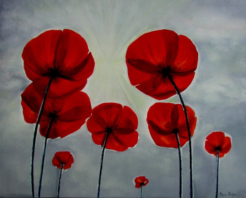 Red Poppy Flowers — Dramatic, Painting