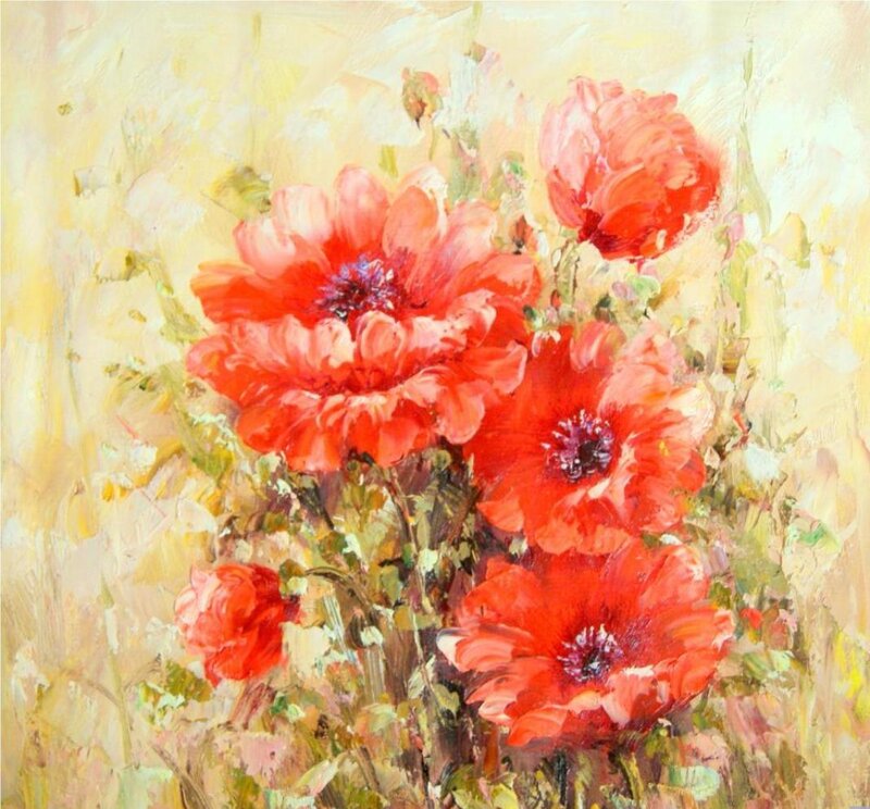 Red Poppy Flowers — Vibrant, Painting, Bloom