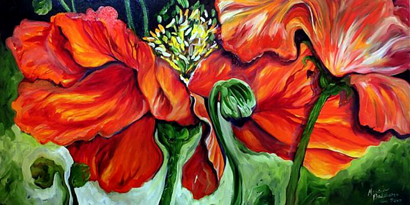 Red Poppy Flowers — Vibrant, Painting