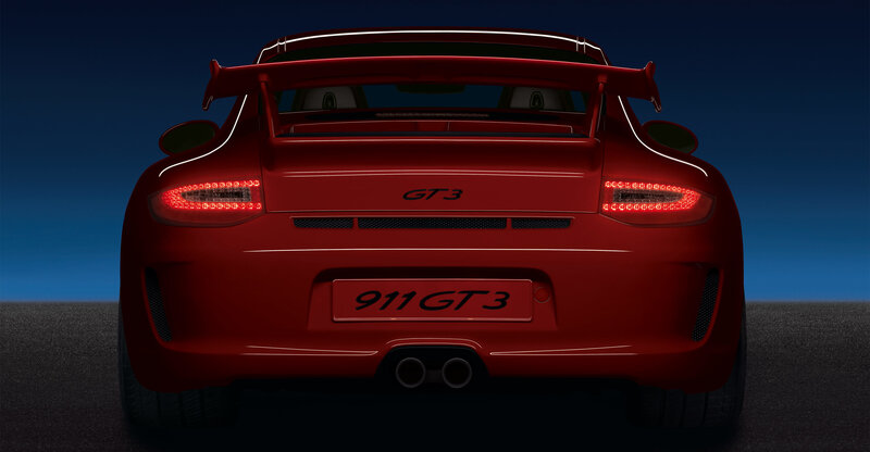 Red Porsche 911 GT3 rear view
