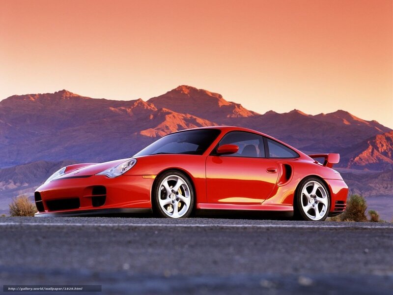 Red Porsche 911 in desert