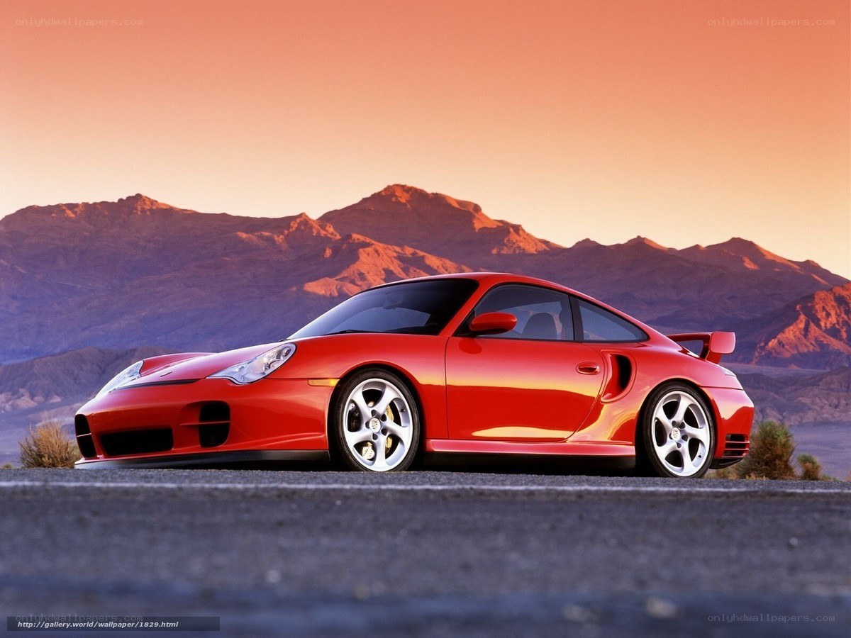 Red Porsche 911 in desert