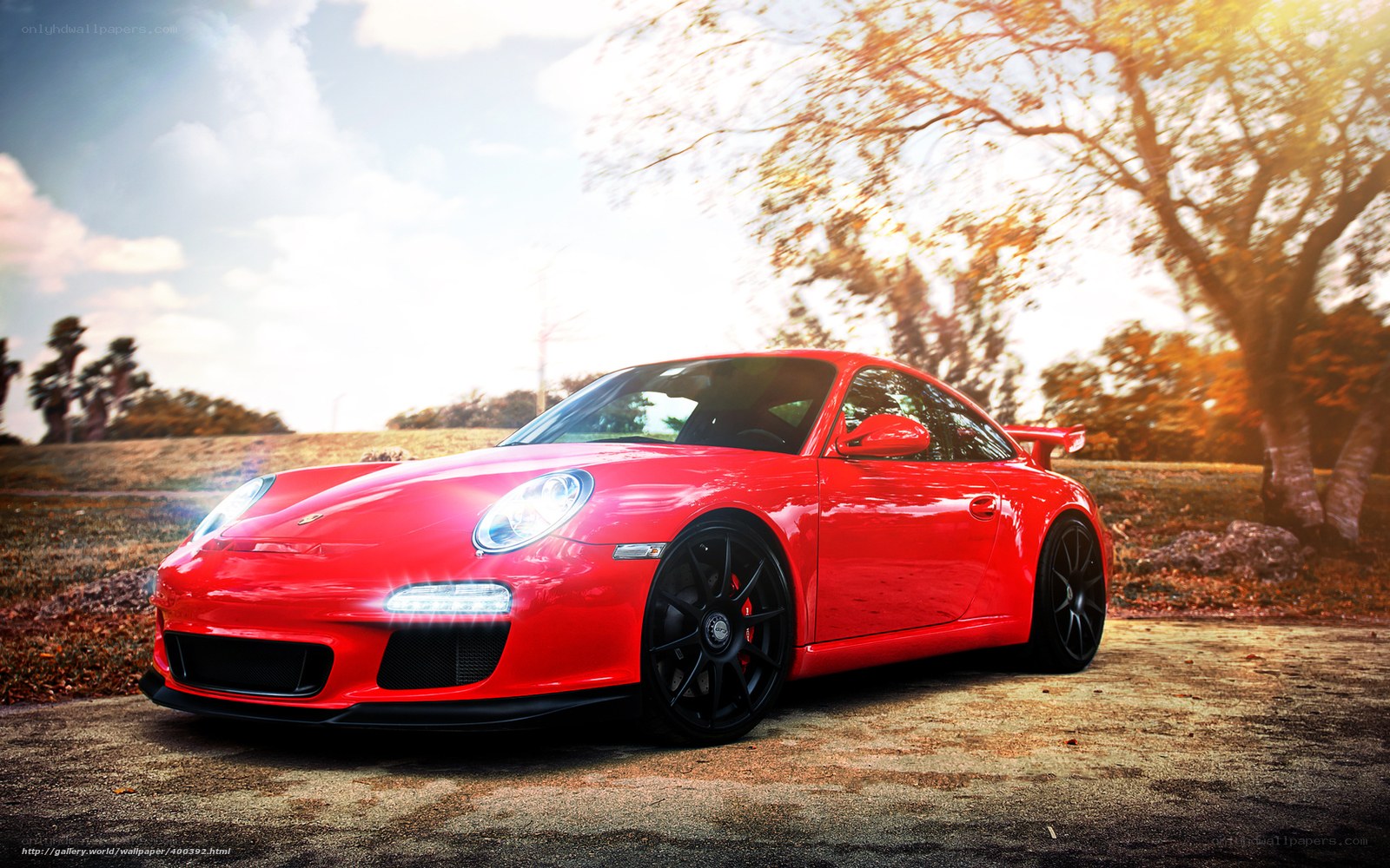 Red Porsche 911 on a sunny day