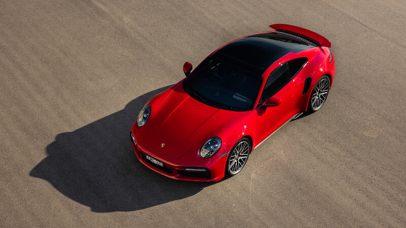 Red Porsche 911 Turbo — Dramatic, Afternoon