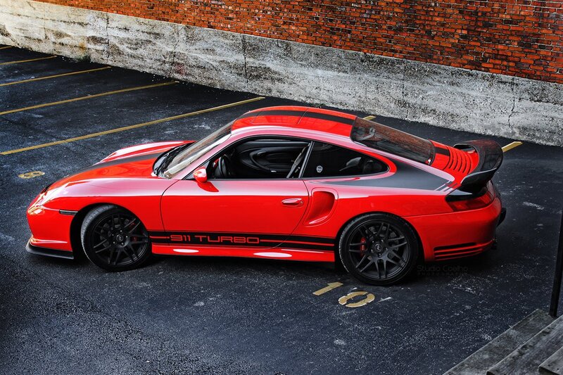 Red Porsche 911 Turbo — Dramatic, Photograph
