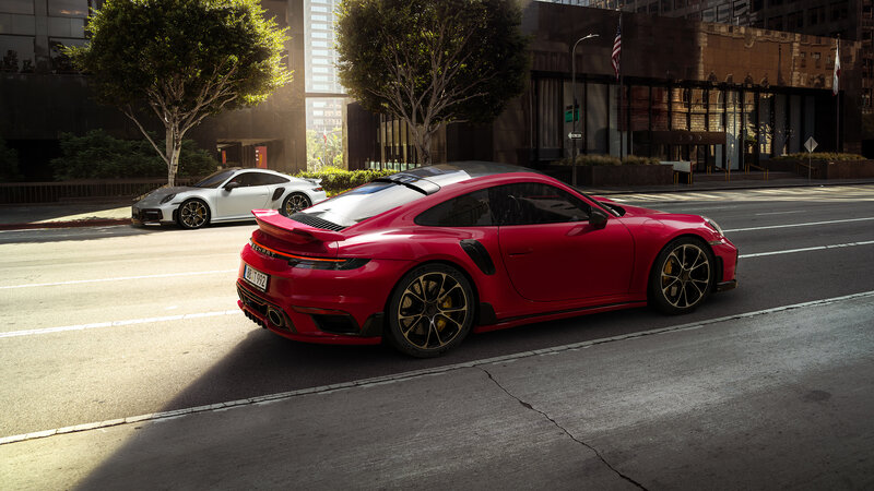 Red Porsche 911 Turbo — Dramatic