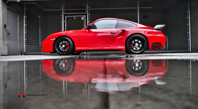 Red Porsche 911 Turbo parked
