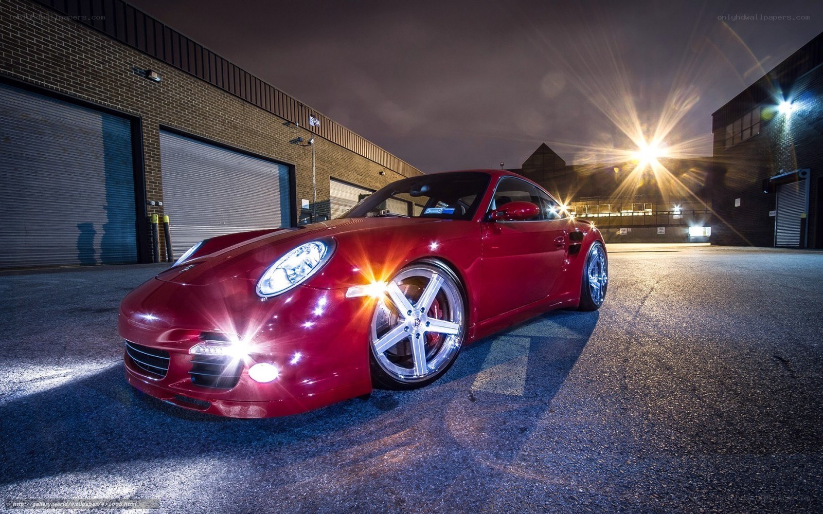 Red Porsche at night