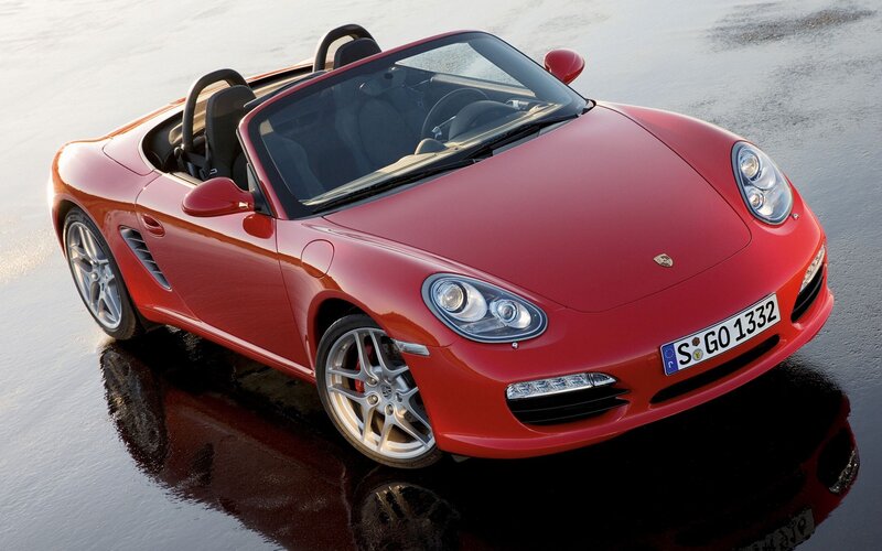 Red Porsche Boxster — Dramatic, Sunset