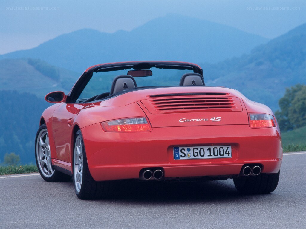 Red Porsche Carrera 4S convertible