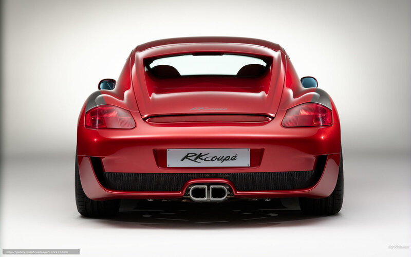 Red Porsche Cayman rear view