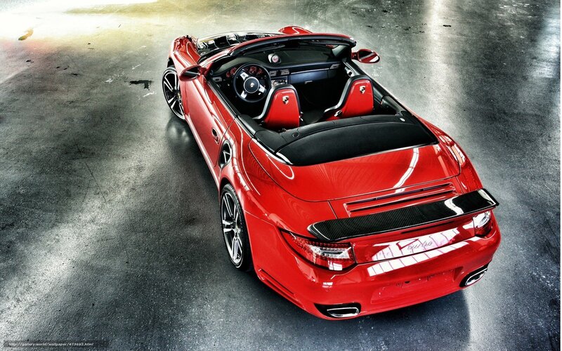 Red Porsche convertible sports car