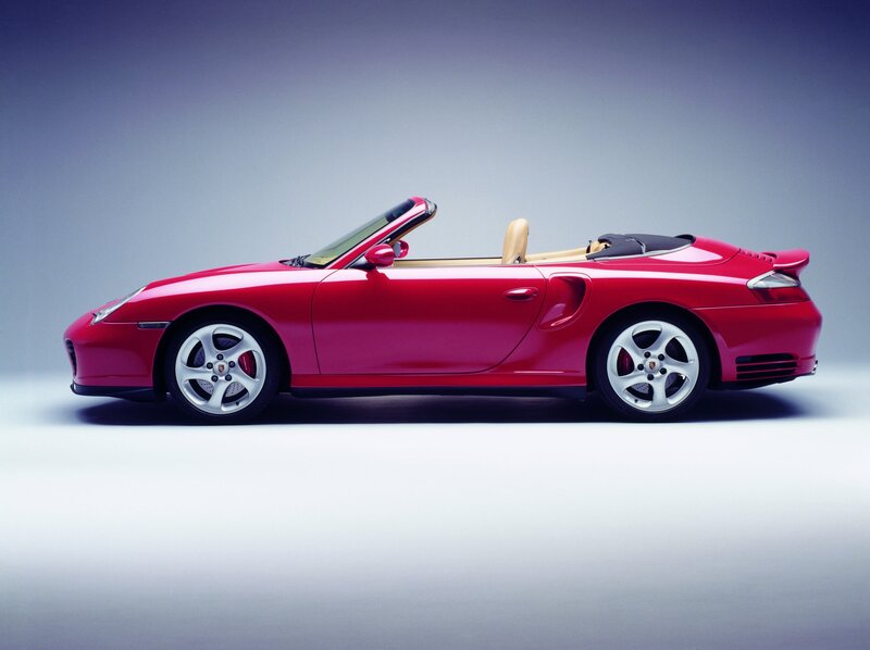 Red Porsche convertible sports car
