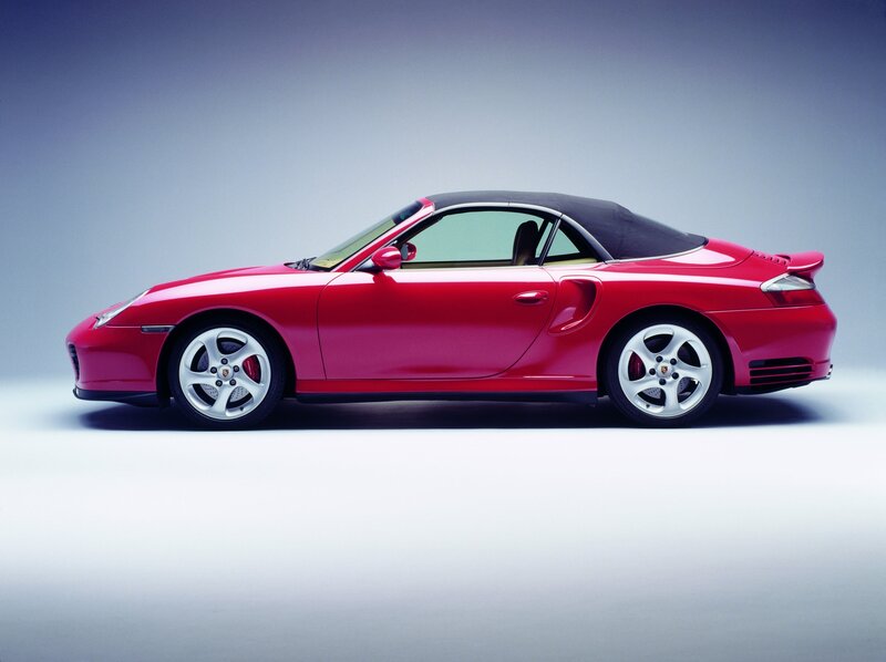 Red Porsche convertible sports car