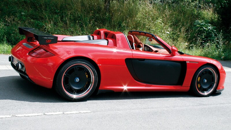 Red Porsche convertible sports car