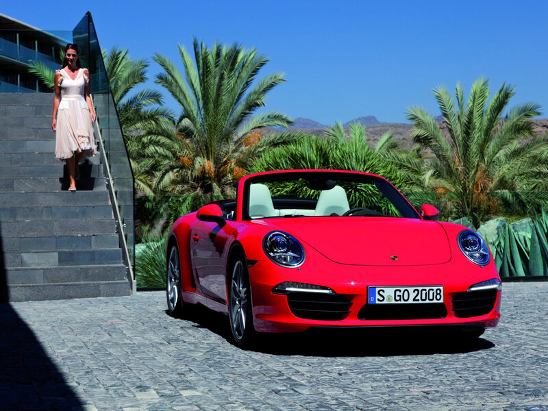 Red Porsche Convertible — Sunny