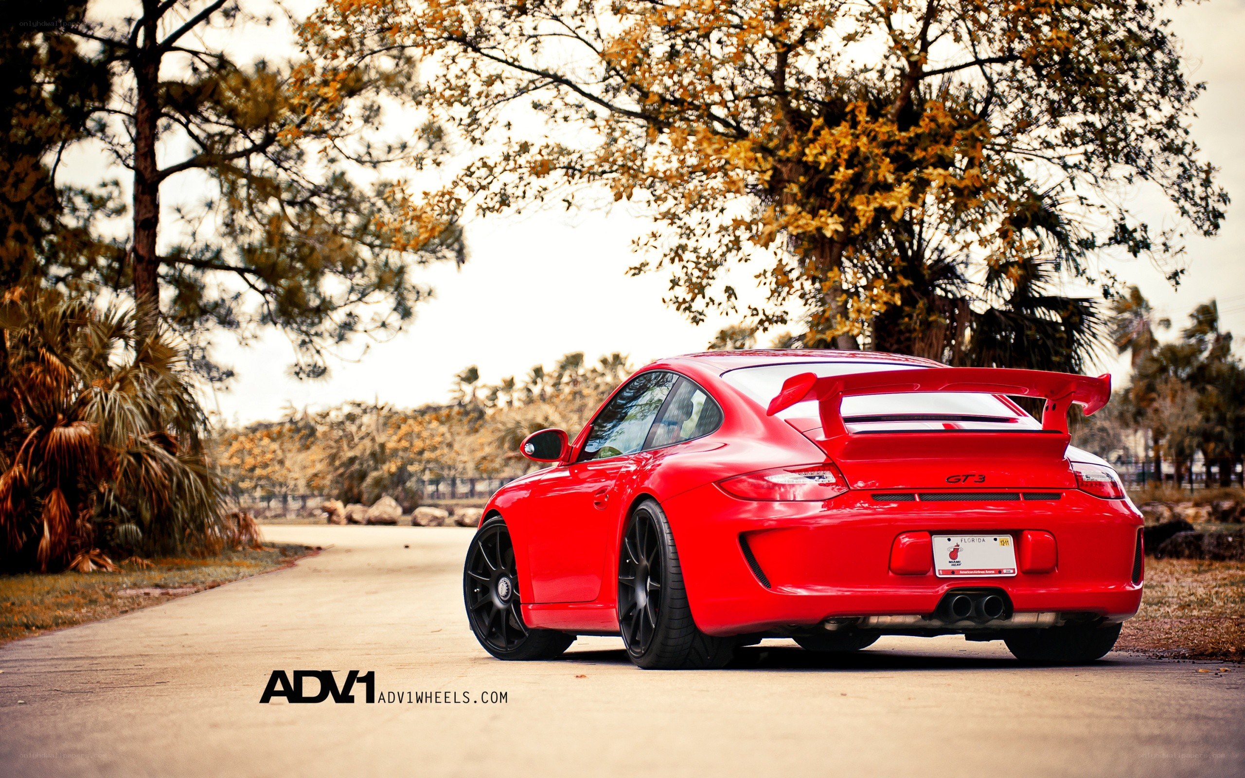 Red Porsche GT3 on a road