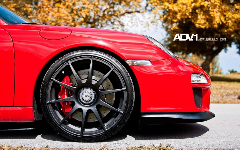 Red Porsche GT3 with ADV1 wheels