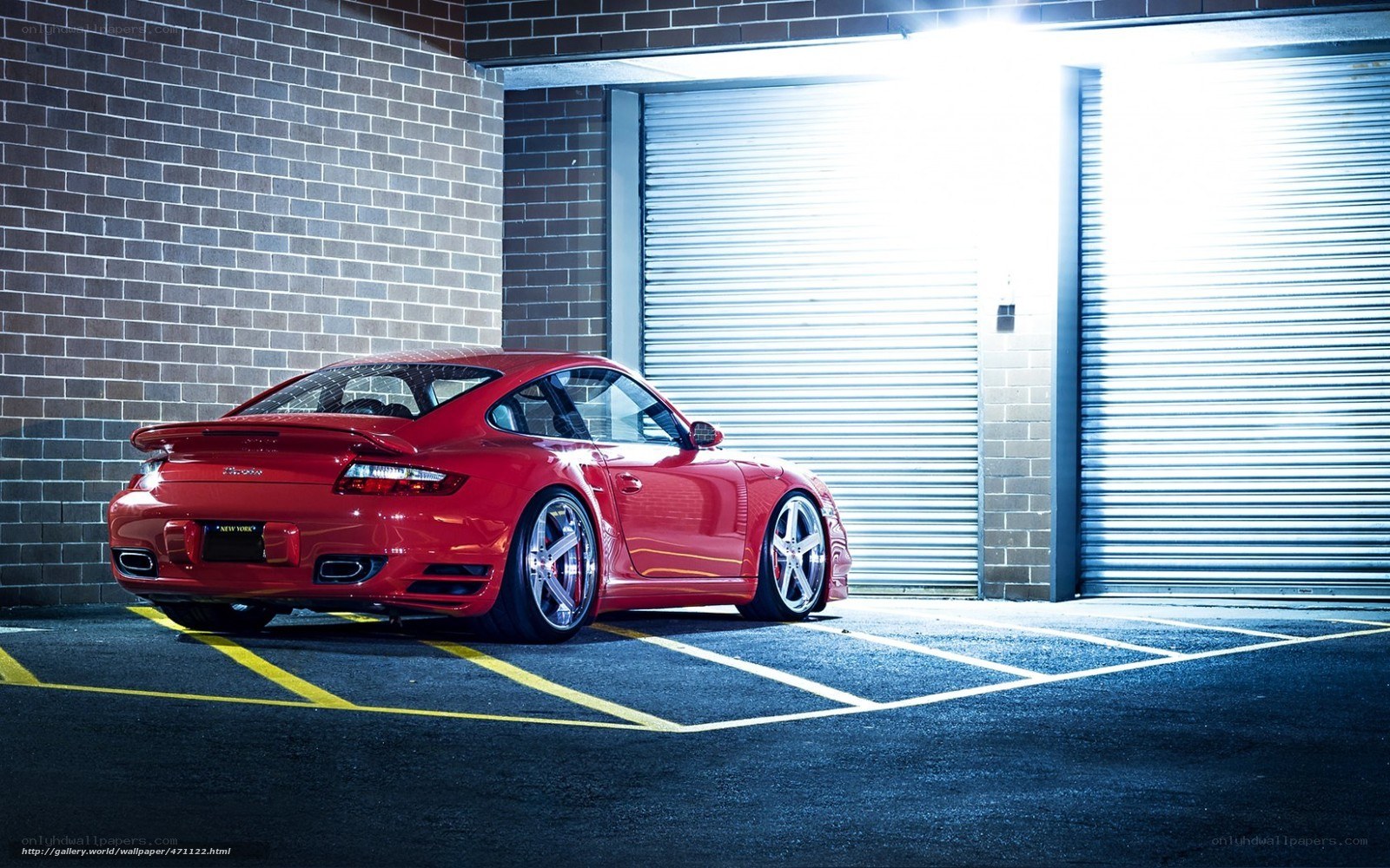 Red Porsche in Garage