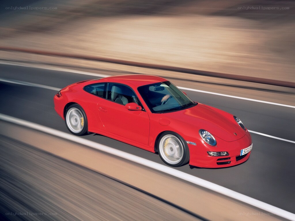 Red Porsche on a highway