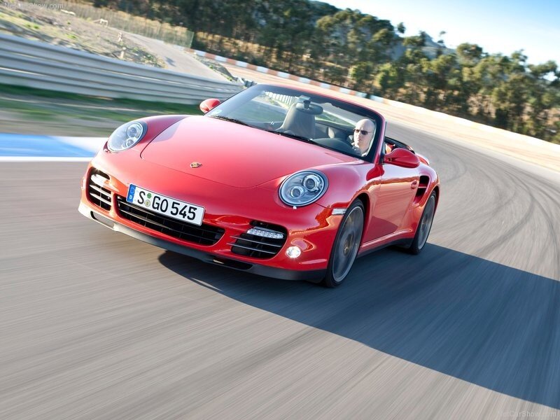 Red Porsche on a racetrack