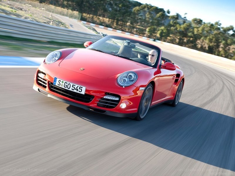 Red Porsche on a racetrack