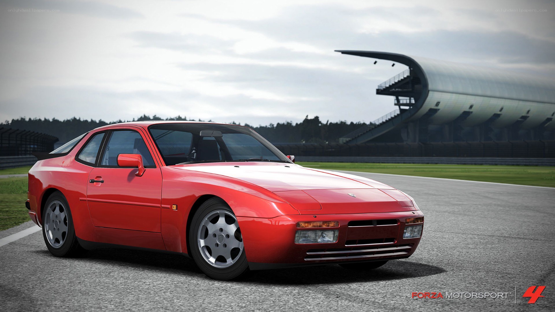 Red Porsche on a racetrack