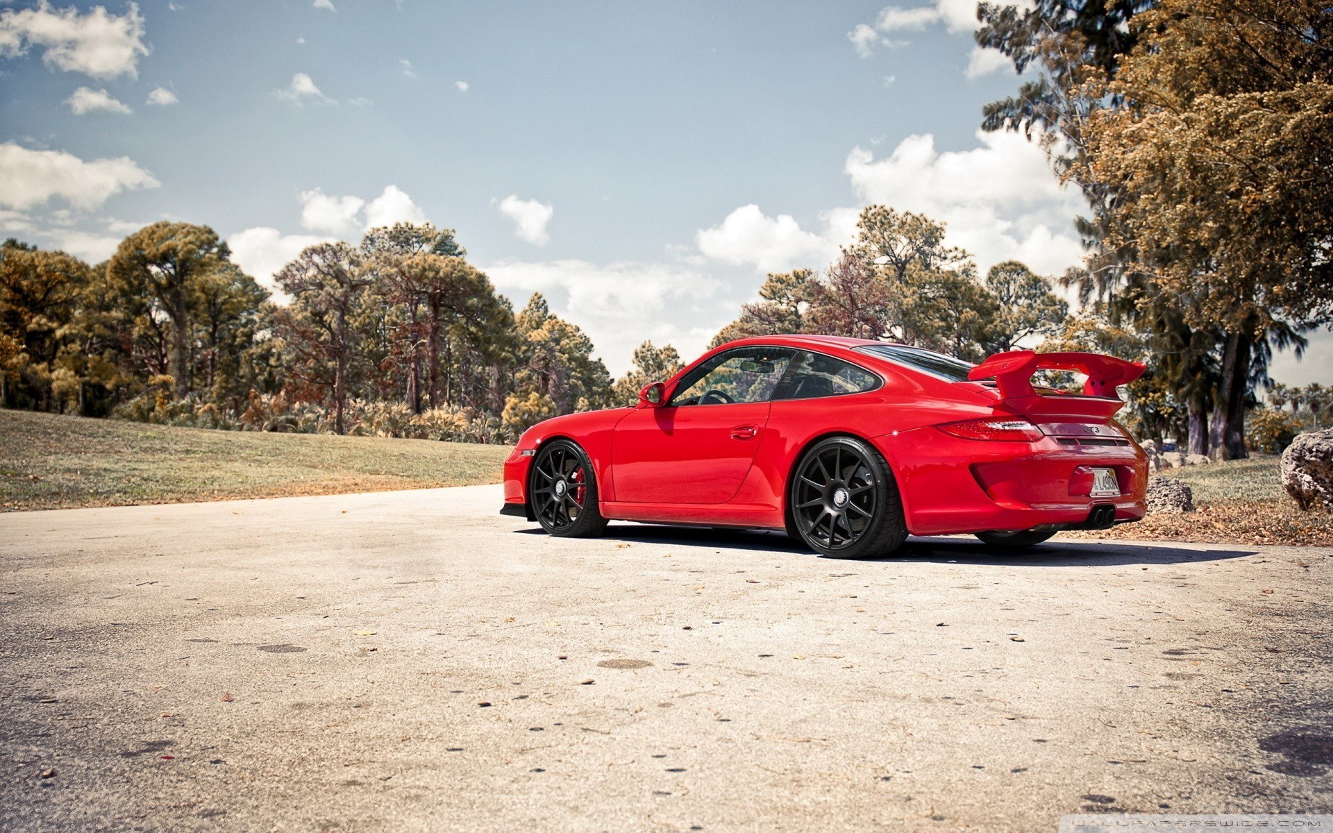 red porsche on a road
