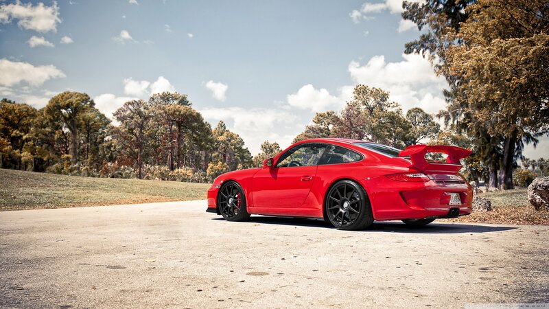 Red Porsche on a sunny day