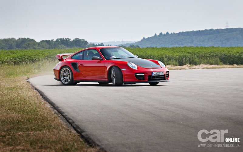 Red Porsche on a track