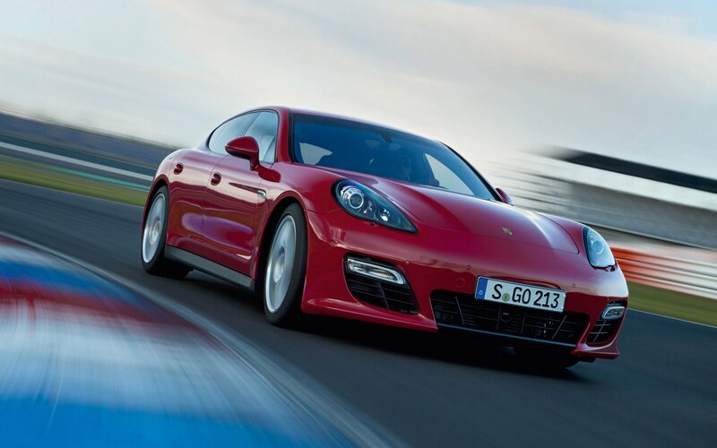 Red Porsche Panamera — Dynamic, Sunset, Photograph, Car