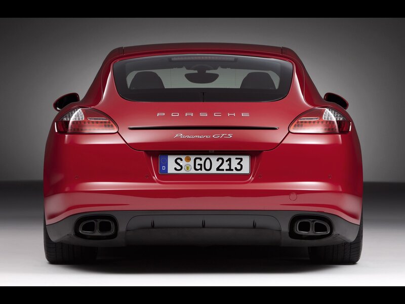 Red Porsche Panamera GTS rear view