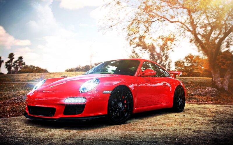 Red Porsche sports car