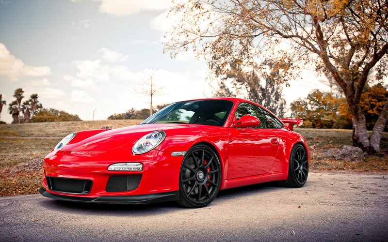 Red Porsche sports car