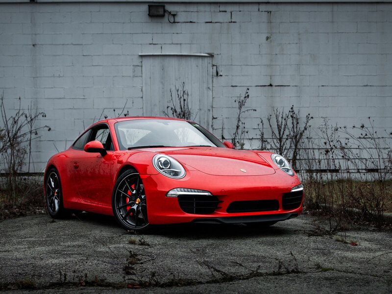 Red Porsche Sports Car — Dramatic