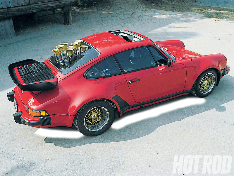 Red Porsche with Exposed Engine
