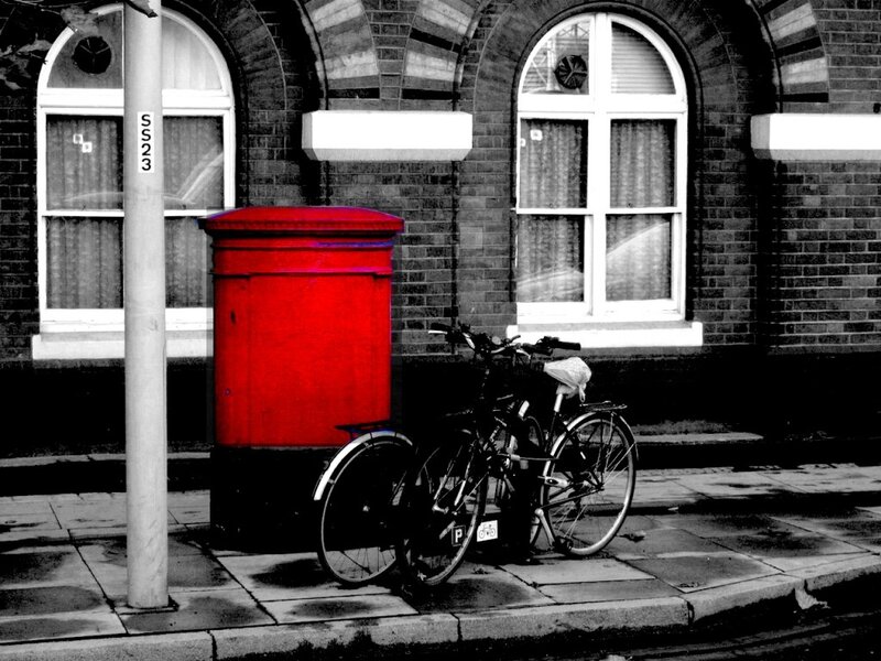 Red Post Box and Bicycle