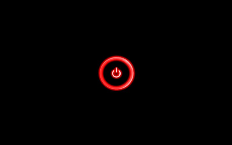 Red Power Button Icon — Black
