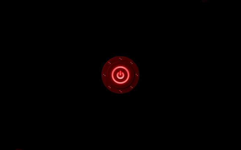 red power button on black