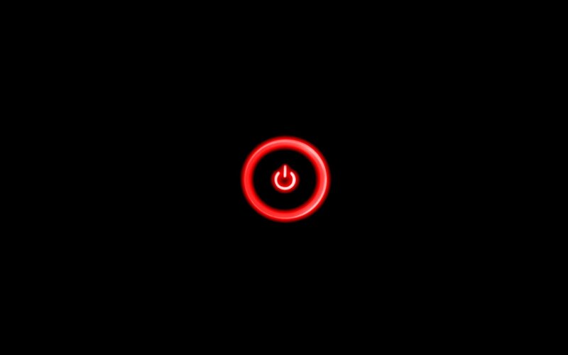 Red Power Button Symbol — Black