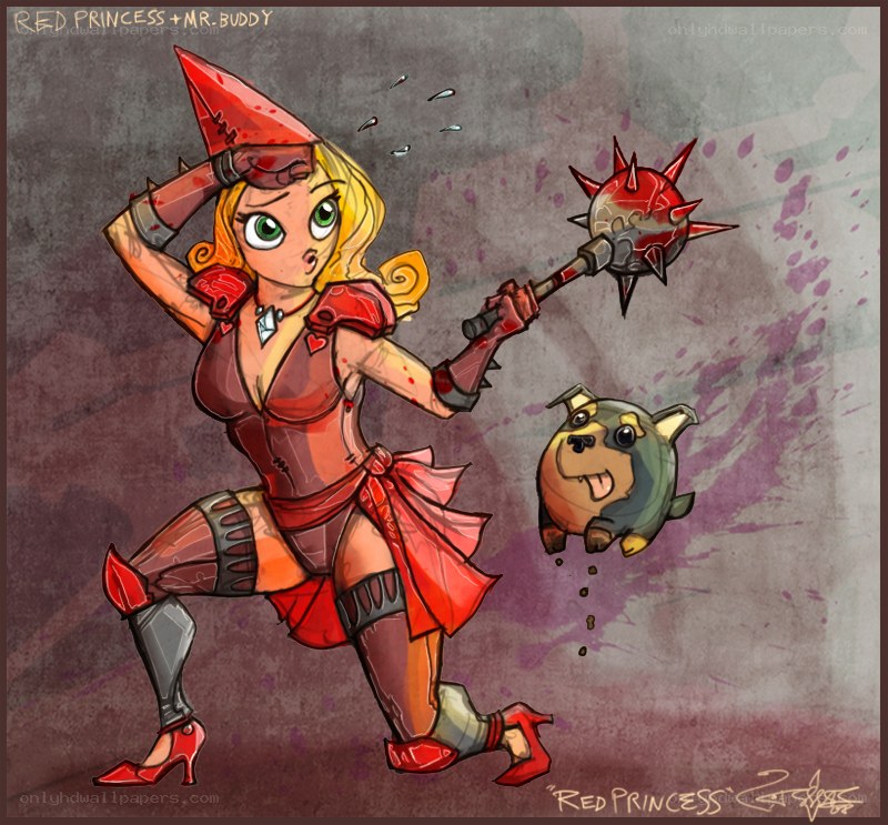 Red Princess with spiked mace