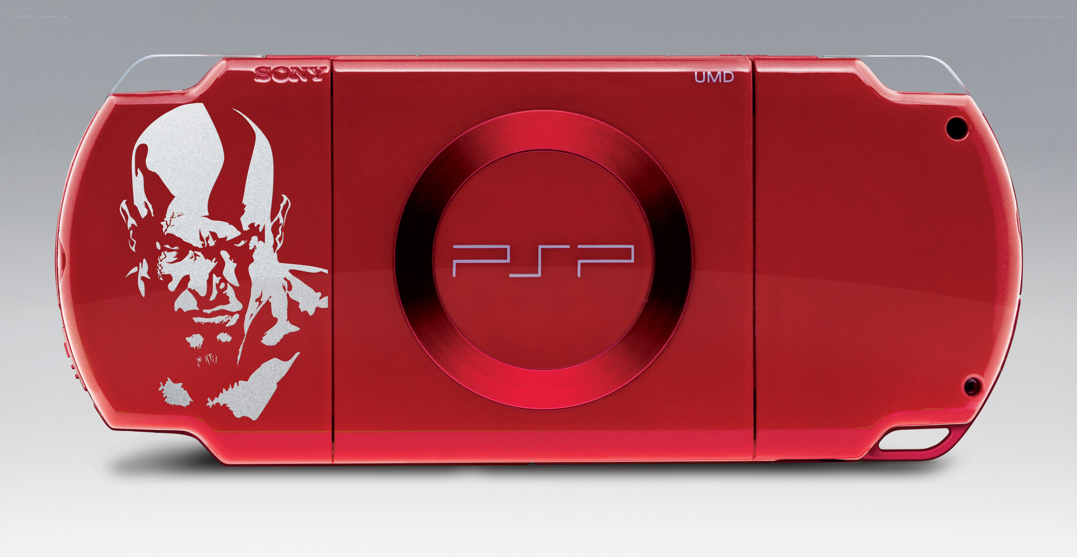 red psp with kratos design