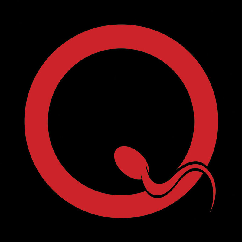 Red Q logo with sperm design
