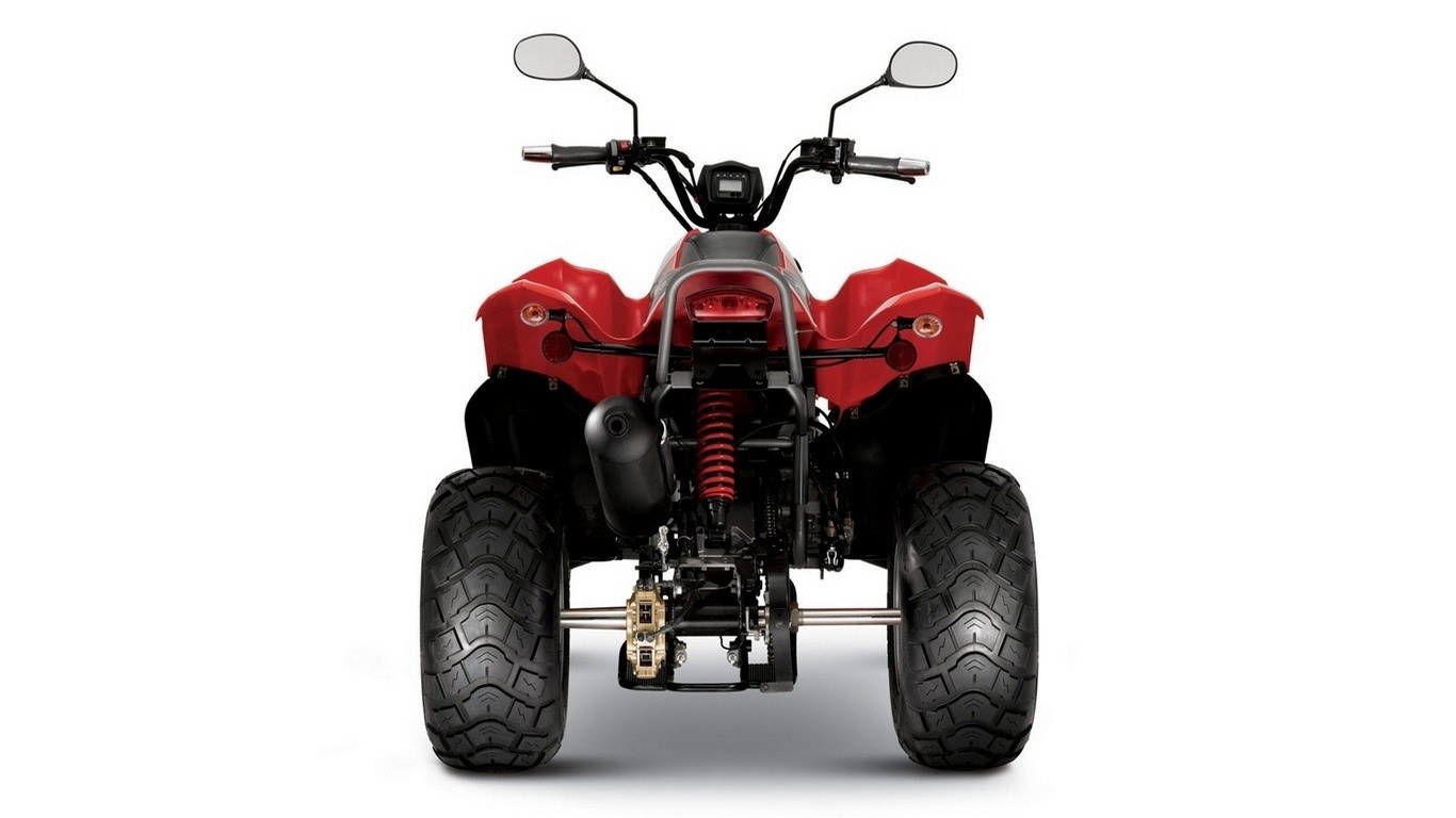 red quad bike from rear