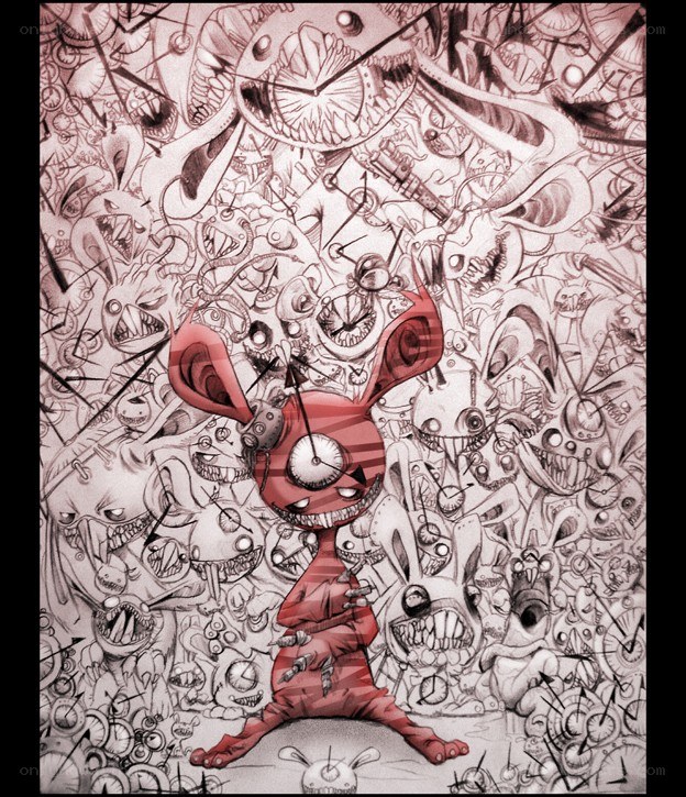 Red rabbit in a chaotic world