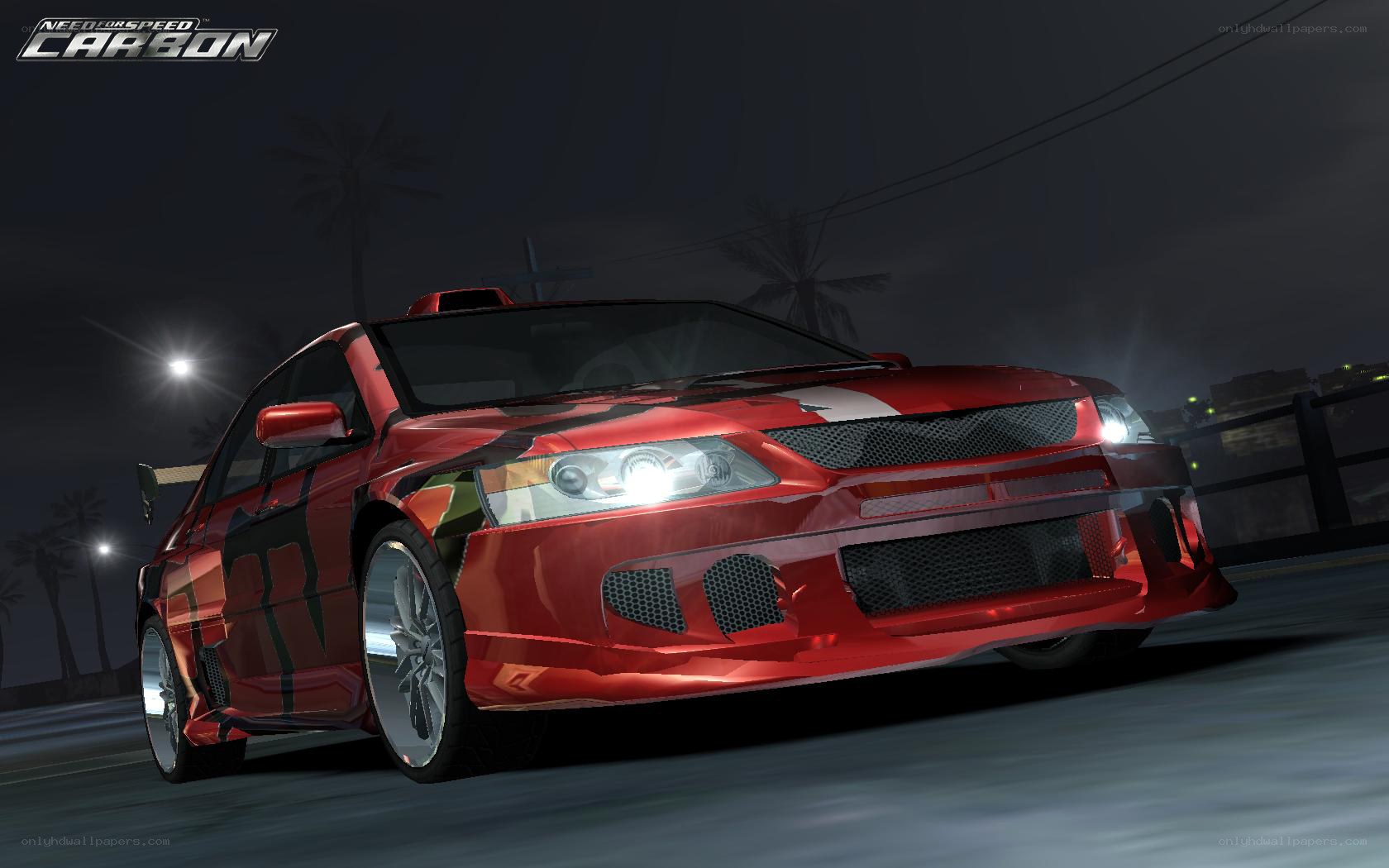Red race car at night