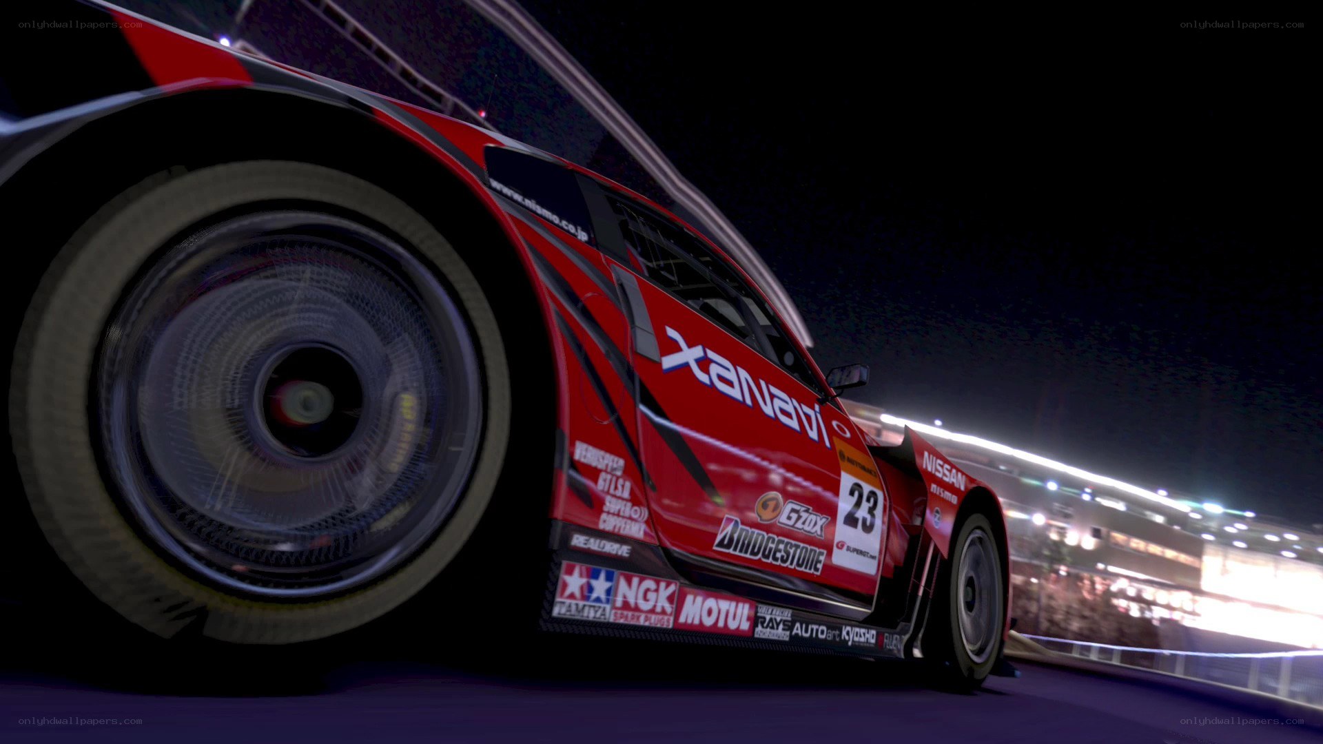 red race car at night