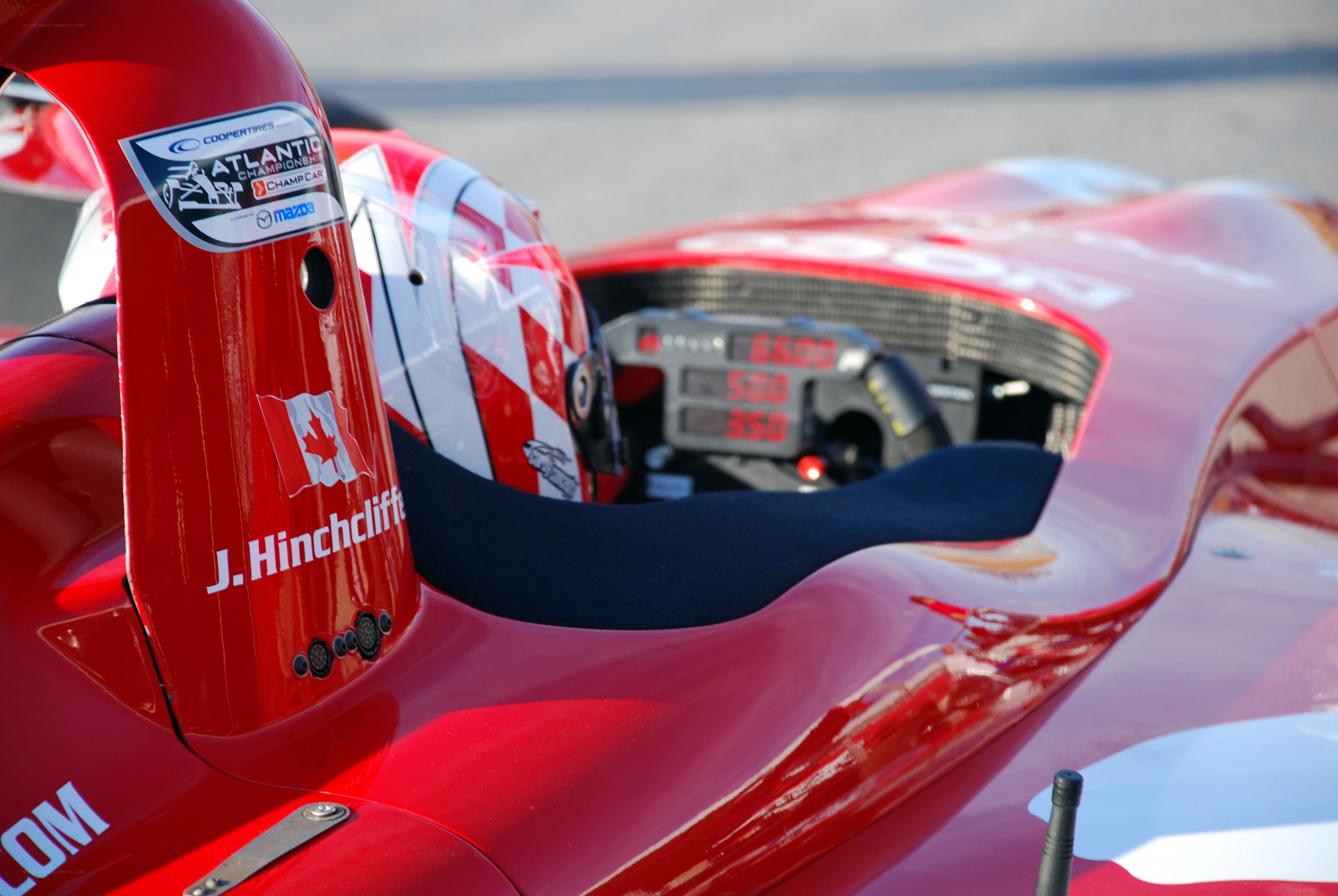 Red race car cockpit
